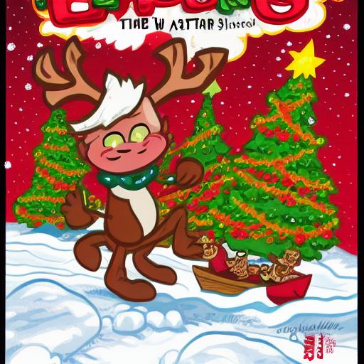 00862-757753665-The face is hideous,Angry Reindeer Comic Style run on the snow, Merry Christmas titles,The reindeer caught fire, Art Baltazar,Ma.png